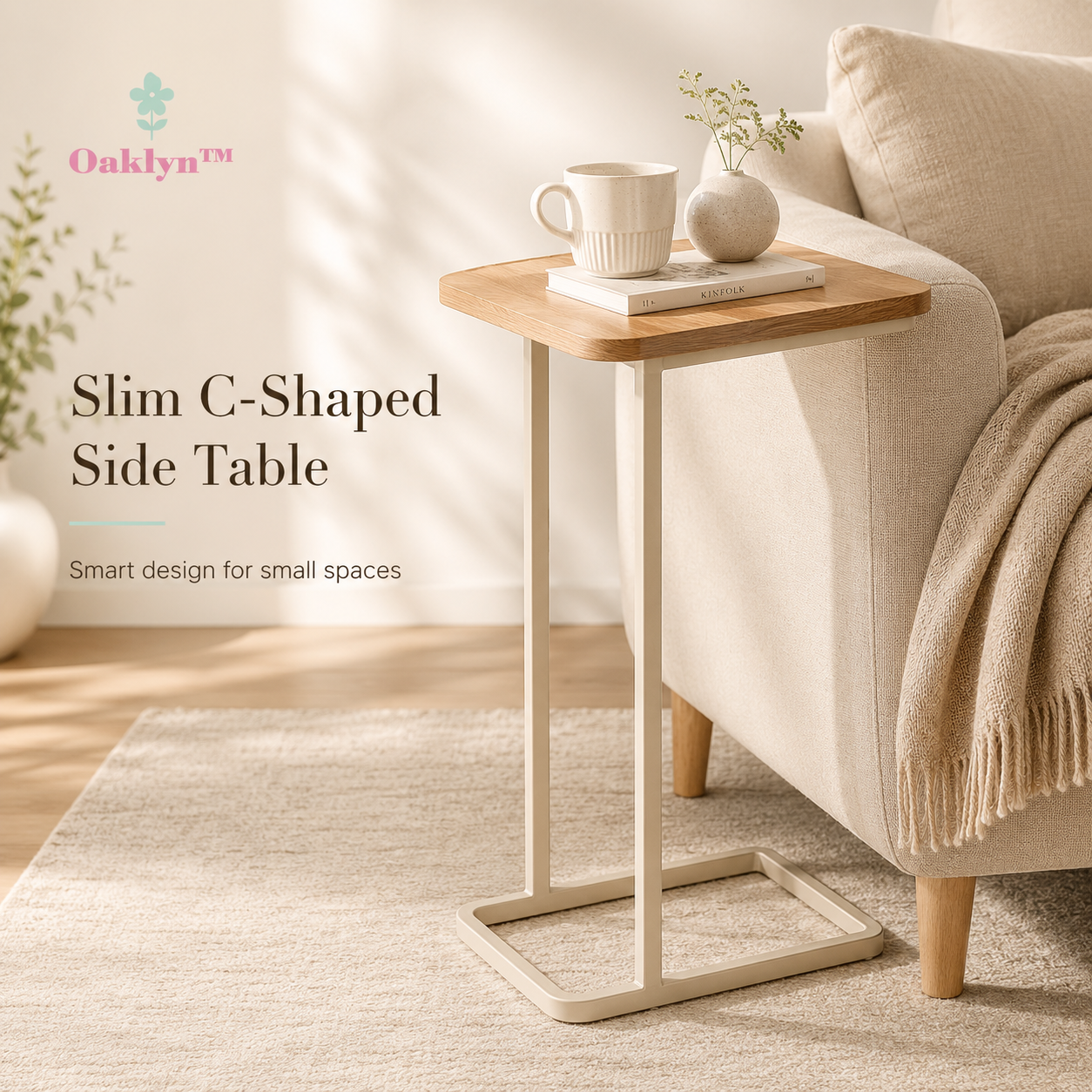 πΆπ¨π²π³ππ΅β’ Slim C-Shaped Side Table | Modern Sofa Table, Laptop Stand & Small-Space End Table