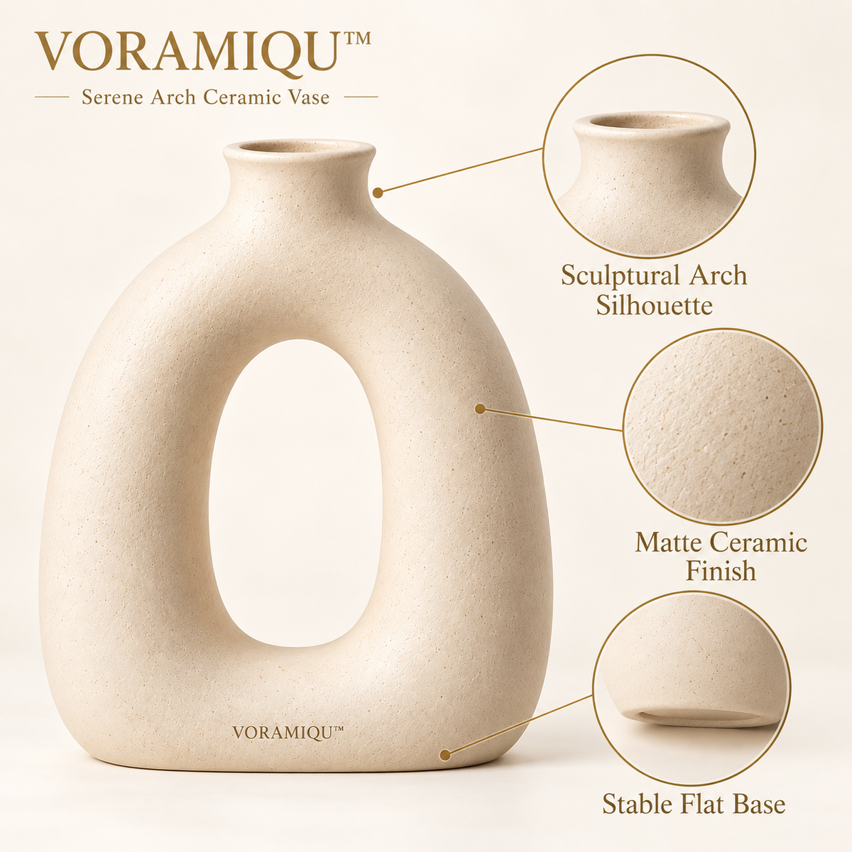 VORAMIQU™ Serene Arch Ceramic Vase