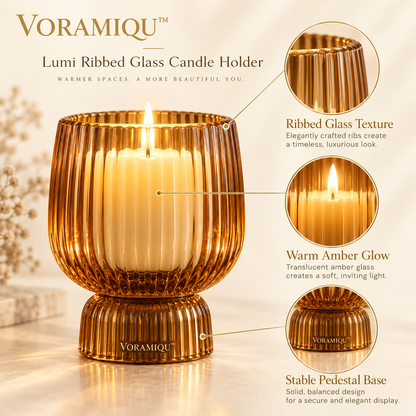 VORAMIQU™ Lumi Ribbed Glass Candle Holder