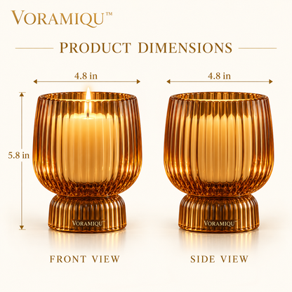 VORAMIQU™ Lumi Ribbed Glass Candle Holder