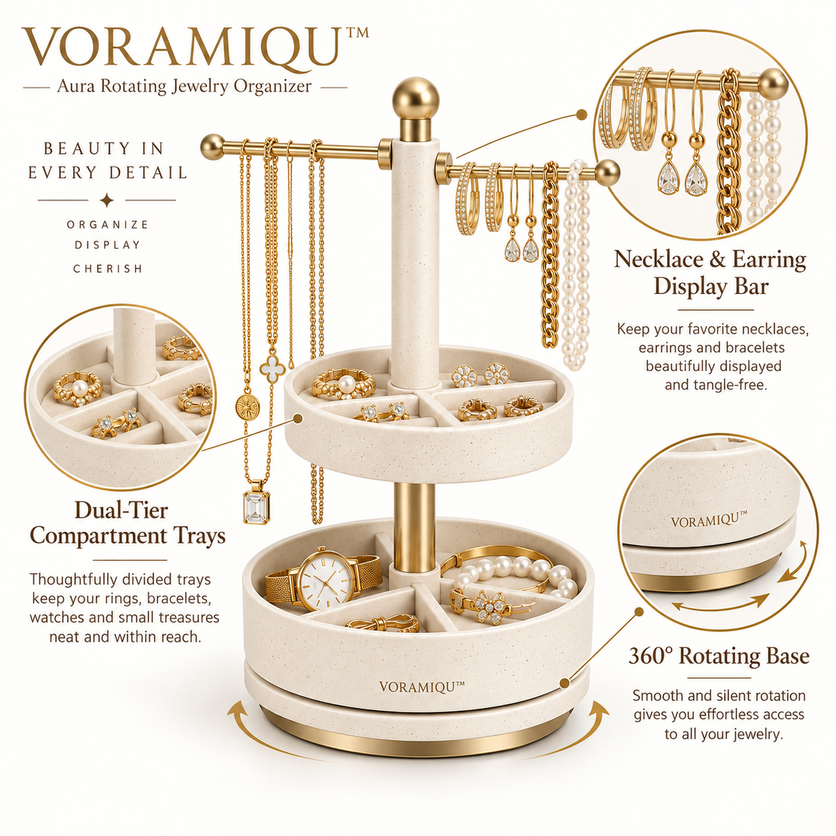 VORAMIQU™ Aura Rotating Jewelry Organizer