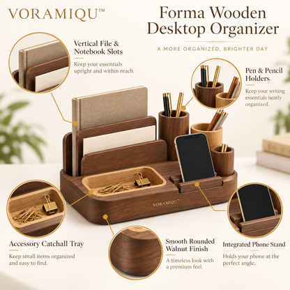 VORAMIQU™ Forma Wooden Desktop Organizer
