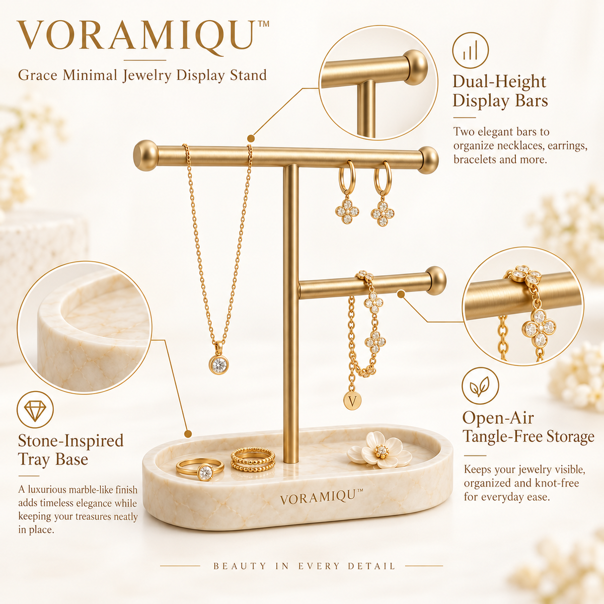 VORAMIQU™ Grace Minimal Jewelry Display Stand